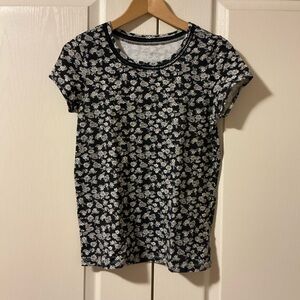 Cleo Monochrome Floral Patterned T-Shirt, XS